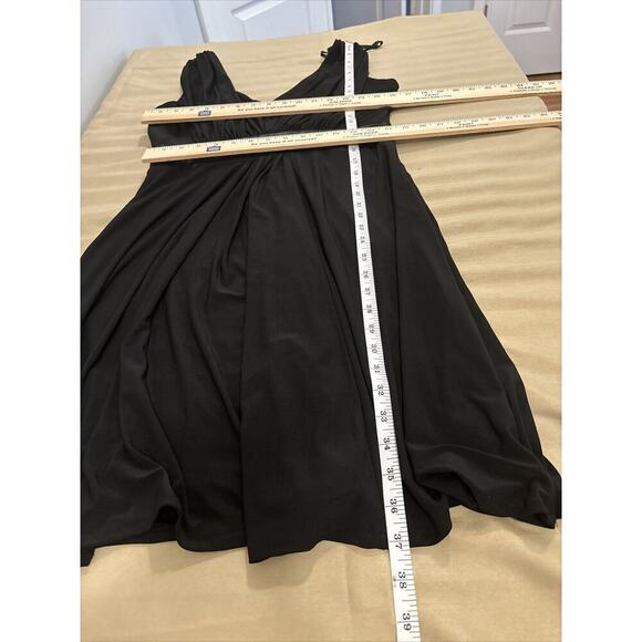 Jessica Howard Dress Women's 8 Black Sleeveless Draping Pleated V-Neck Collarles - Picture 14 of 14